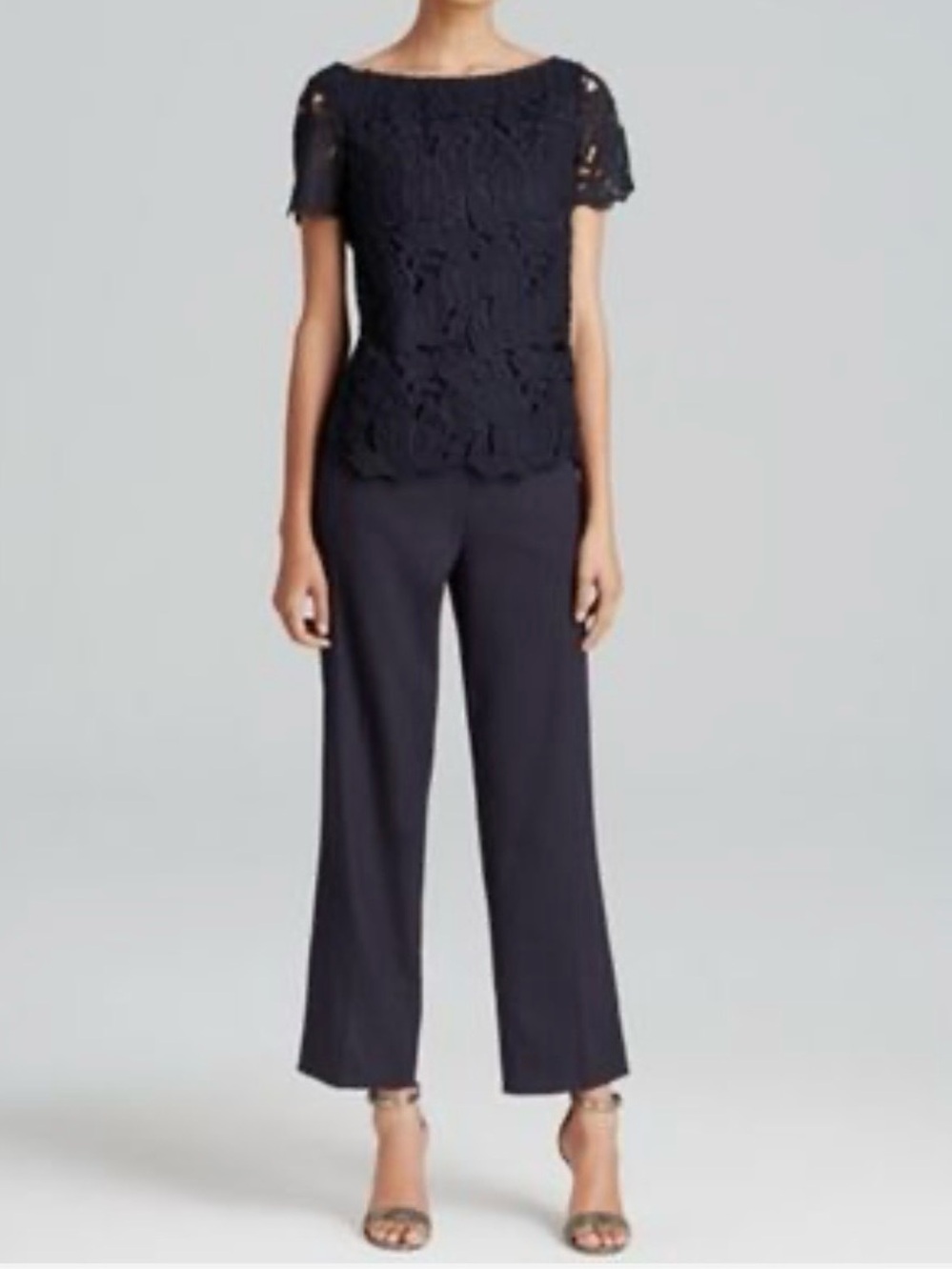 Tory Burch Woman's Navy Blue Avalon Jumpsuit Lace Sz 4 NWT